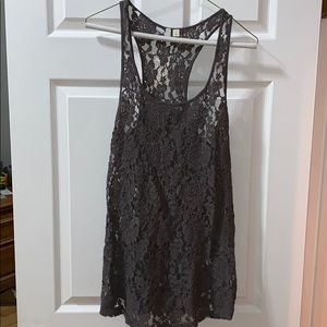 Razorback, gray lace tank top